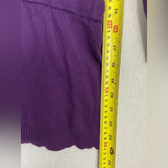 Juicy Couture cashmere purple cotton hooded button 3/4 sleeve cardigan Sz S - Picture 12 of 12